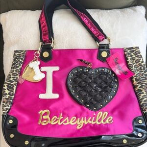 BNWT VINTAGE BETSEYVILLE HEART & LEOPARD TOTE PURSE